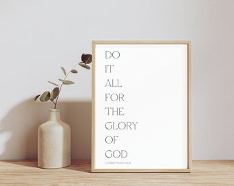 Digital Art Print | Bible Verse | 1 Corinthians 10:31 | Print for Office | Wall Art