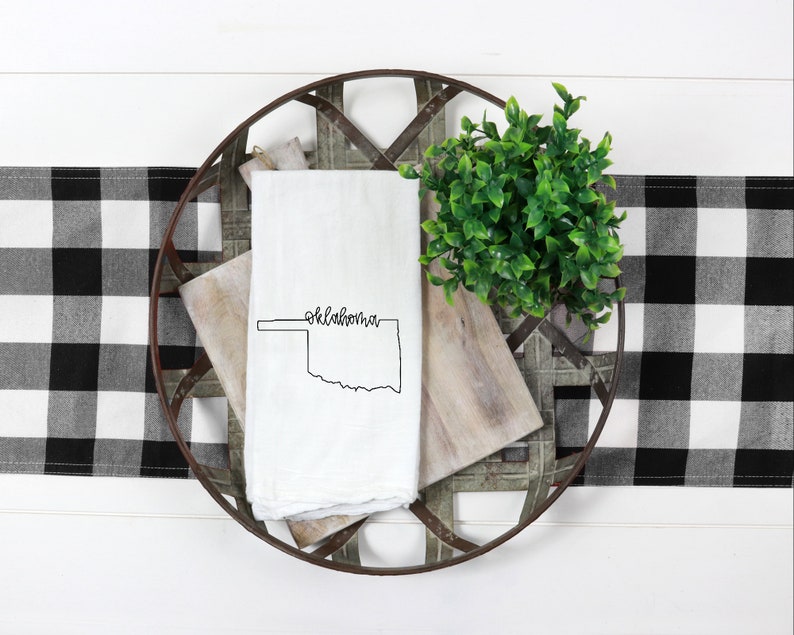Oklahoma State Gift Oklahoma Kitchen Towel Custom State Decor Oklahoma Home Decor