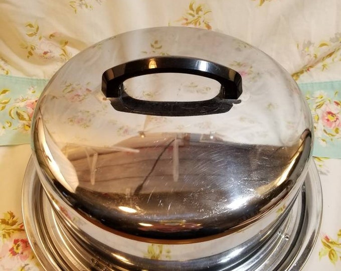 Everedy Cake Carrier Metal Chrome With Black Handle Locking Etsy