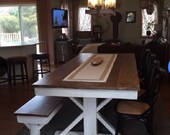 Custom Made Rustic Trestle X Farmhouse Table
