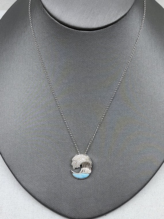 Sterling Silver Round Larimar Cabochon Wave 18 Sterling Silver Round Larimar Cabochon Wave 18