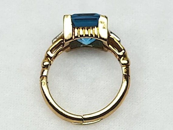 Antique 14k Gold Ring, Aquamarine and Diamond Rin… - image 7