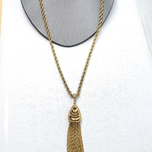 Vintage Monet Gold Tassel Necklace, 29" Monet Twisted Rope Tassel Necklace, Rare Monet Necklace, Vintage Monet Jewelry