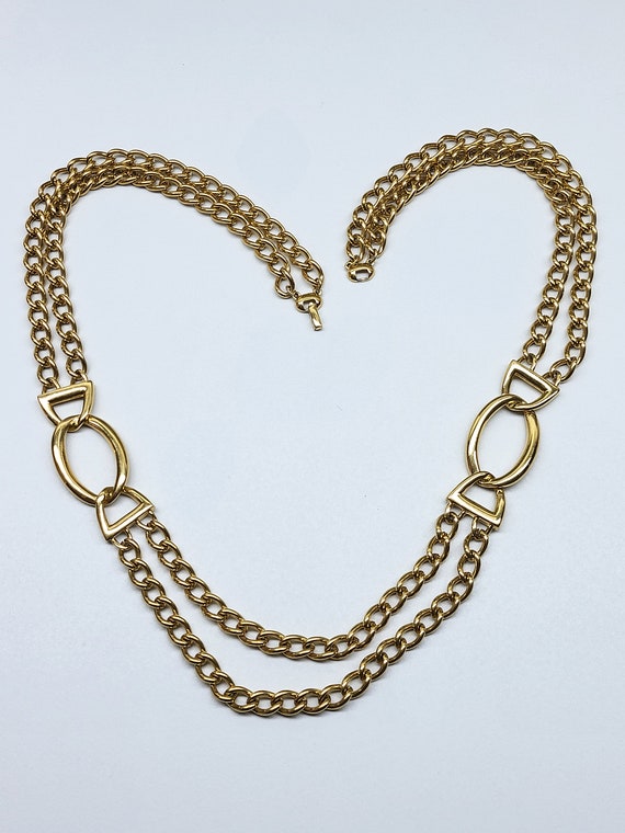 Vintage Napier Double Chain Necklace, Napier Gold… - image 3