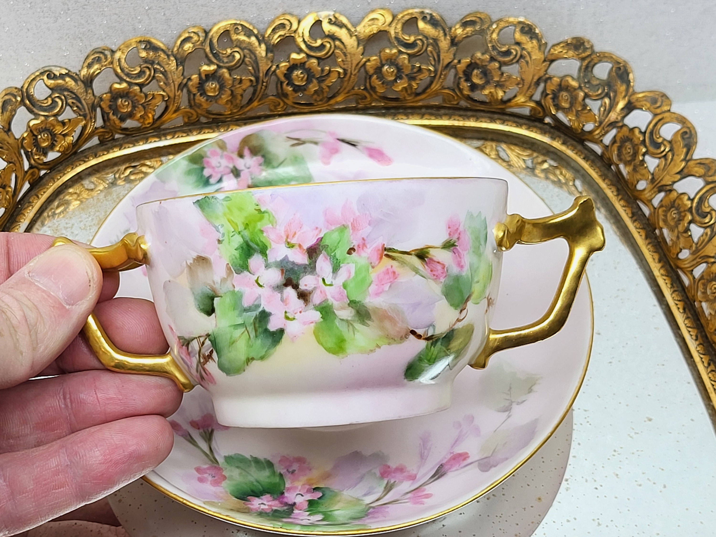 Antique T&V Limoges Tea Cup, Tressemann and Vogt Double