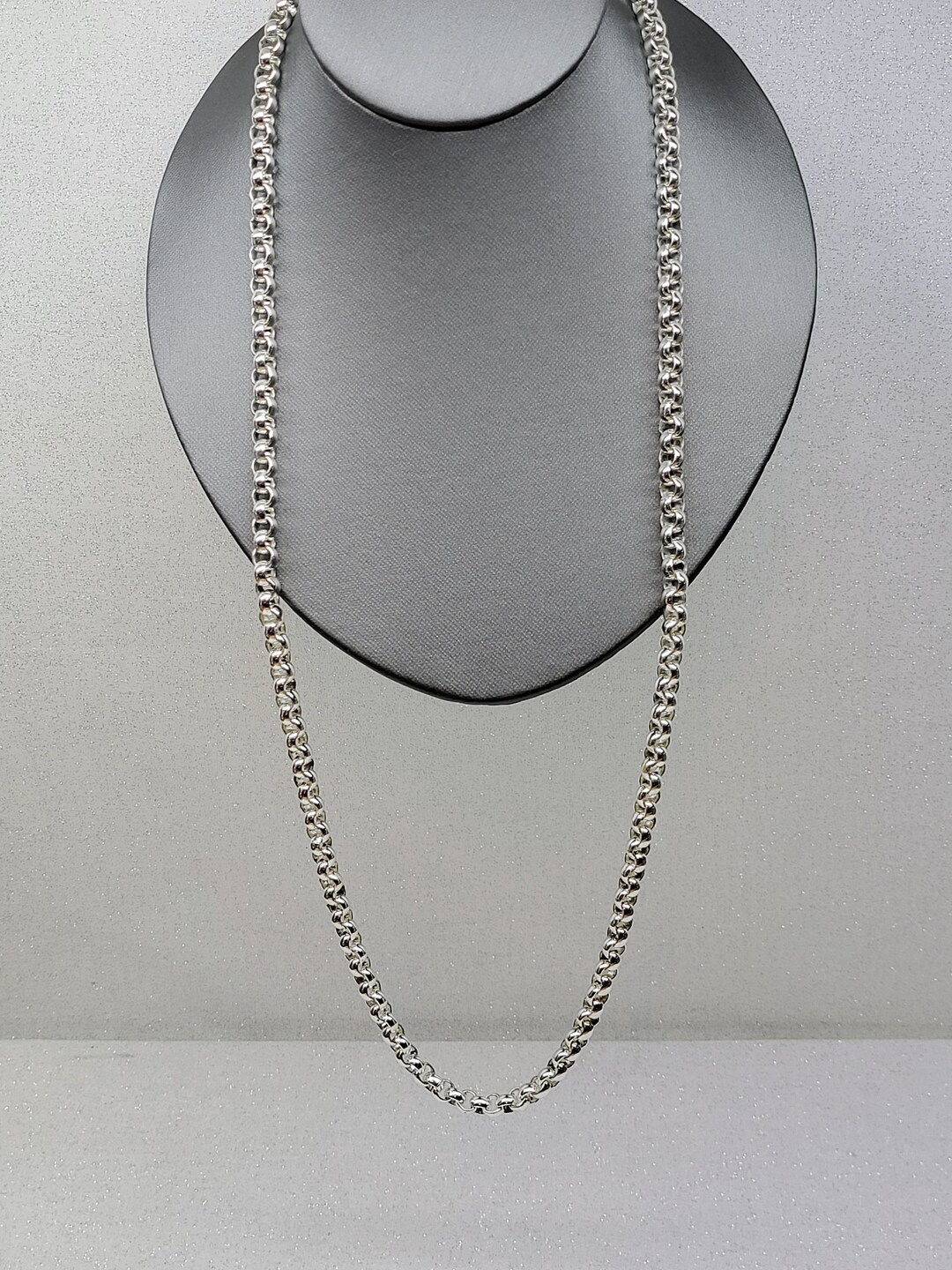 Silver Necklace, Vintage Silver Tone Chain Necklace, 28
