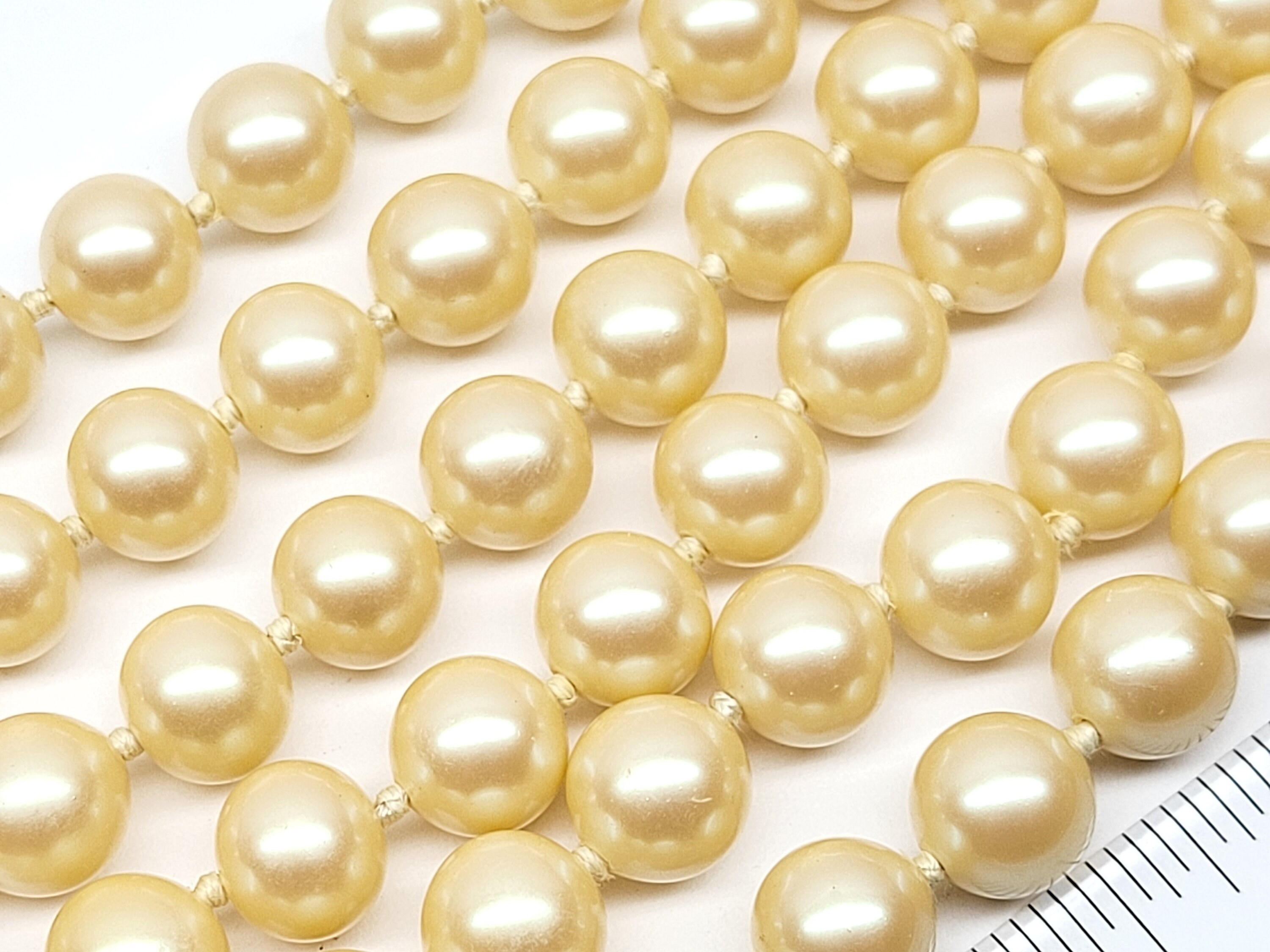 Vintage Monet 3 Strand Glass Pearl Necklace, Monet Large Faux