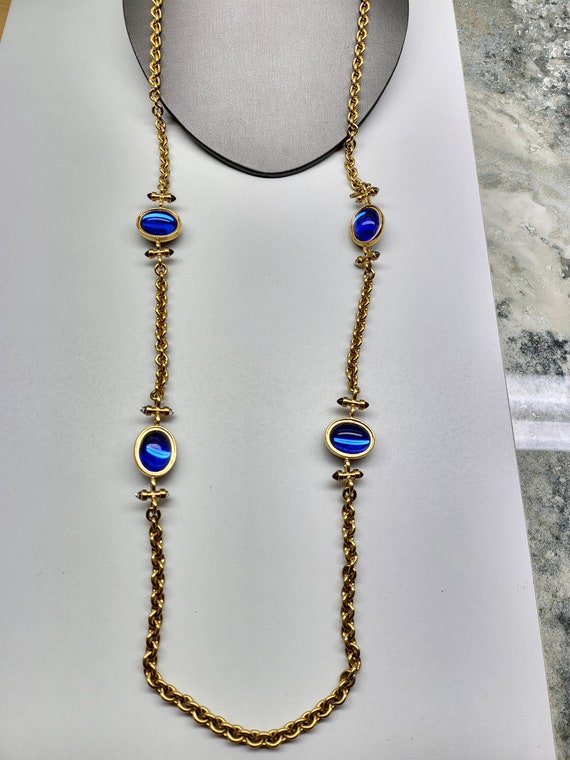 Vintage Monet Long Necklace, Monet Purple and Blu… - image 4