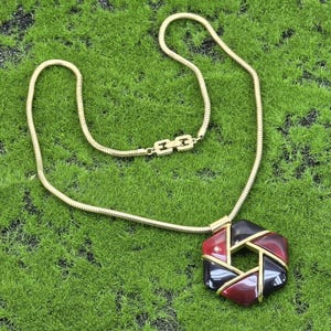 Givenchy Necklace, Givenchy Red and Black Pendant Necklace, Paris New York 1977, Black and Red Pendant Necklace, Givenchy Jewelry