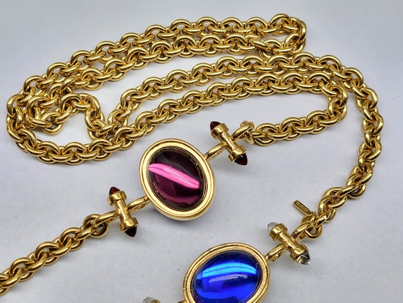 Vintage Monet Long Necklace, Monet Purple and Blu… - image 8