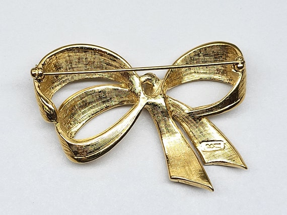 Vintage Avon Bow Brooch, Gold Tone Bow, Golden Bo… - image 9