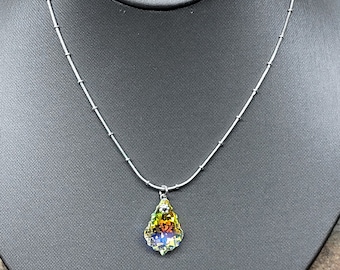 Vintage Kirks Folly Crystal Necklace, Kirks Folly Forever Crystal Pendant Necklace, Kirks Folly Jewelry, 18&quot; Crystal Necklace