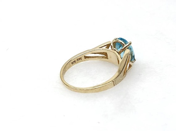 Vintage SJA 14K Gold Ring 3ct Natural Aquamarine … - image 5