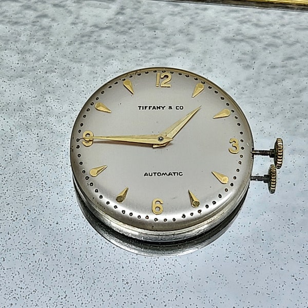 Vintage Movado For Tiffany & Co. Automatic Mens Watch Movement, Movado Factories 17 Jewel Watch Mechanics, Tiffany and Co Watch Face