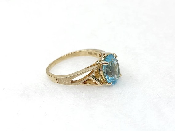 Vintage SJA 14K Gold Ring 3ct Natural Aquamarine … - image 2