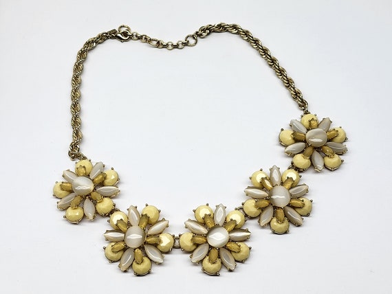Banana Republic Yellow Flower Necklace Vintange BR Yellow Glass