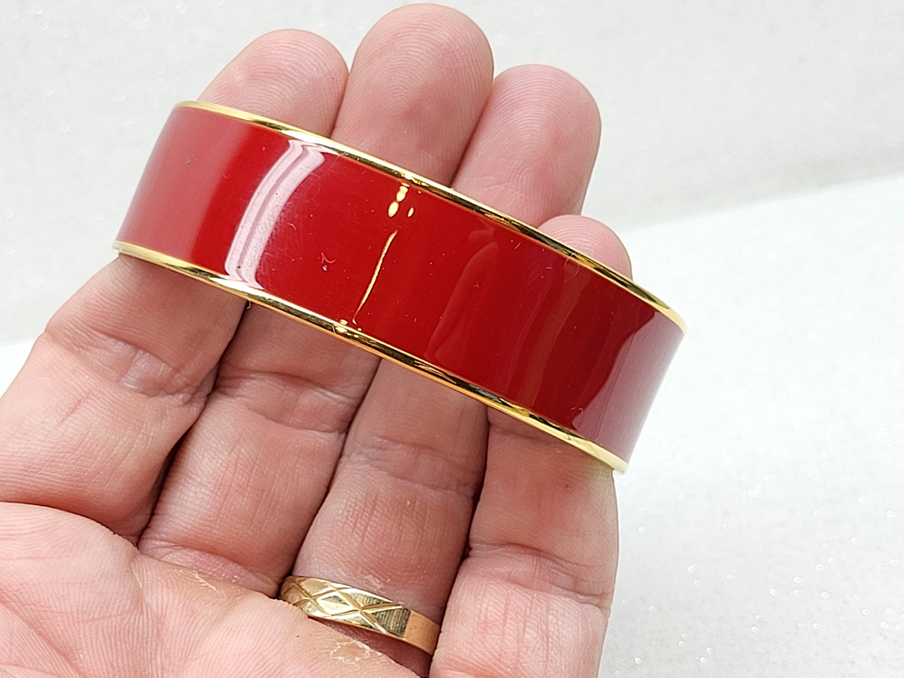 Vintage Enamel and Gold Bangle Bracelet from Hermès, 1980s