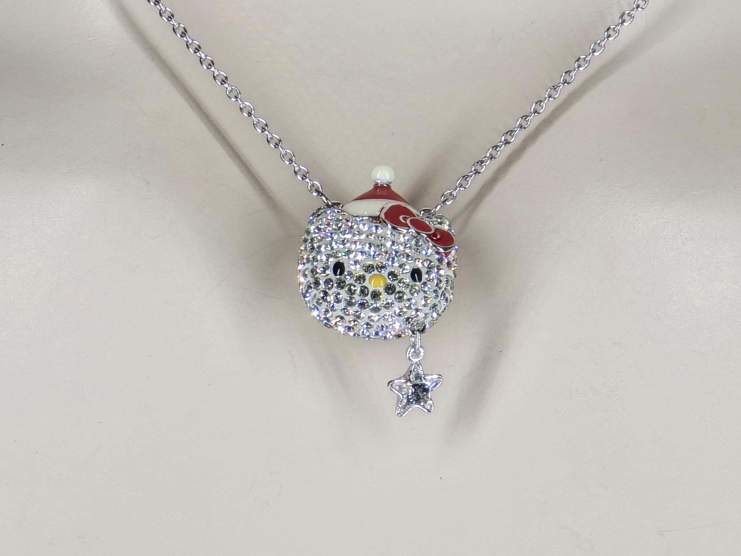 Swarovski Crystal Sanrio Hello Kitty Christmas Pendant Necklace