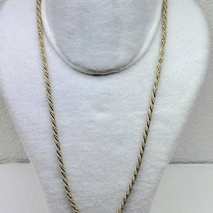 Vintage Trifari Rope Chain Necklace Gold Tone and Cream White Classic 24&quot;