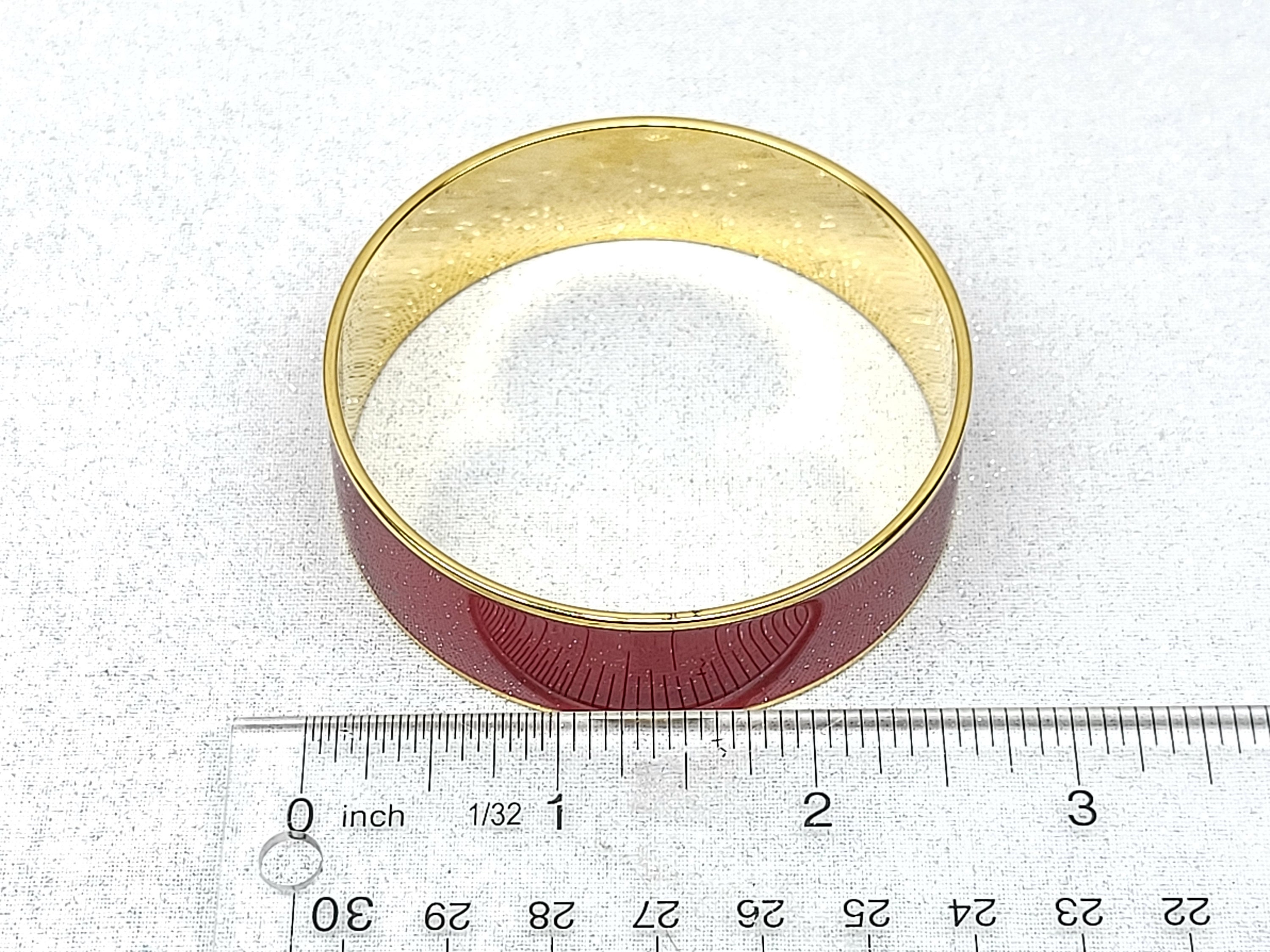 Vintage Monet Enamel Bangle Bracelet, Wide Red Gold Tone