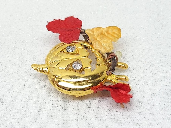 Vintage Avon Golden Pumpkin Brooch Jack O Lantern… - image 6