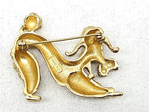 Vintage Monet Poodle Brooch, Gold Tone Poodle Pin… - image 6