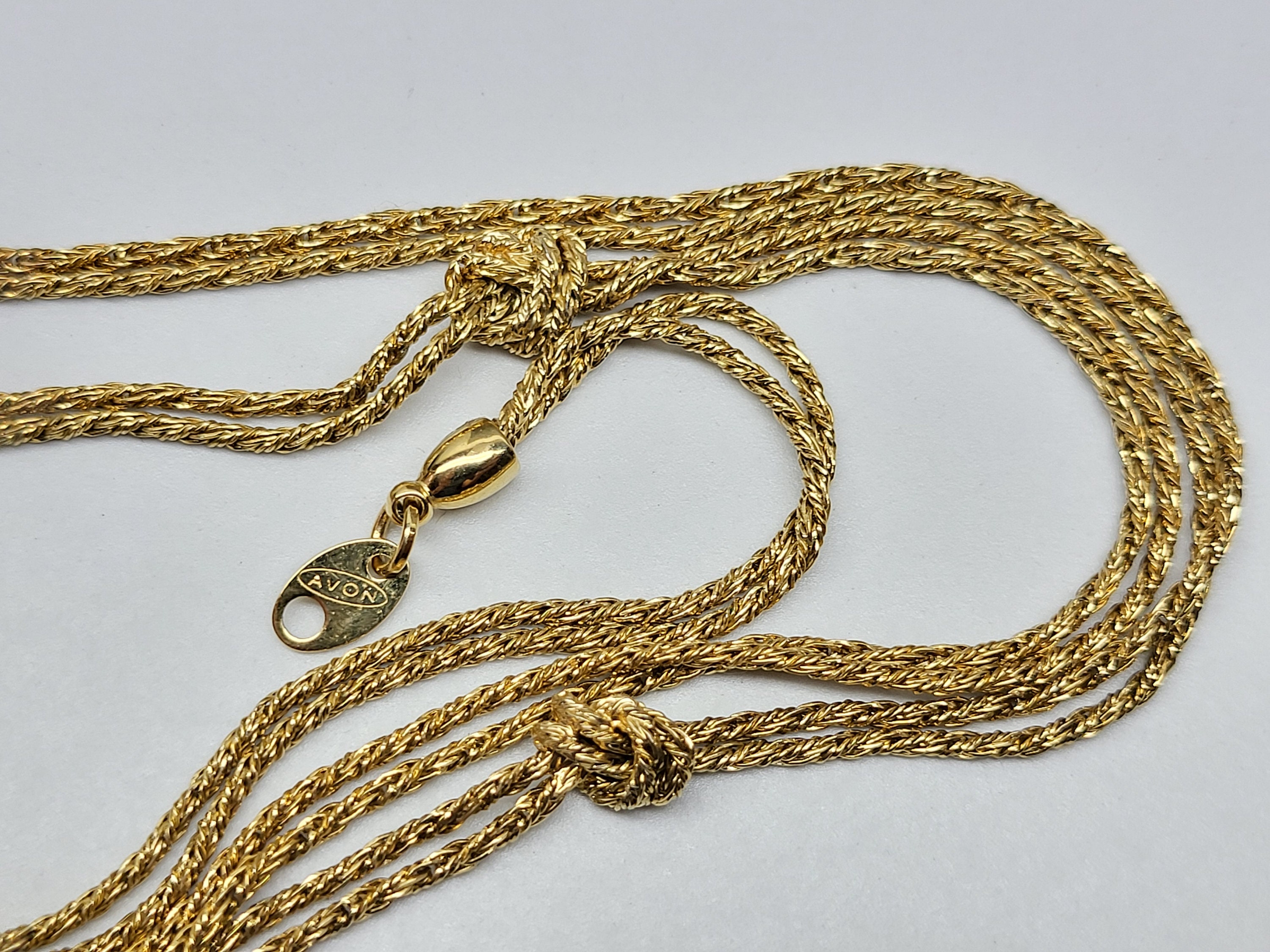 Vintage Avon V-Shaped Necklace Gold Tone Chain Collar 18