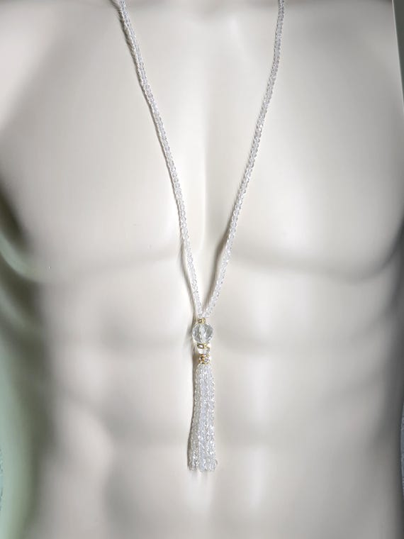 Vintage Monet Necklace, Monet Crystal Tassel Necklace, Long Crystal Necklace, Crystal Beaded Necklace, Rare Monet Necklace, Monet Jewelry