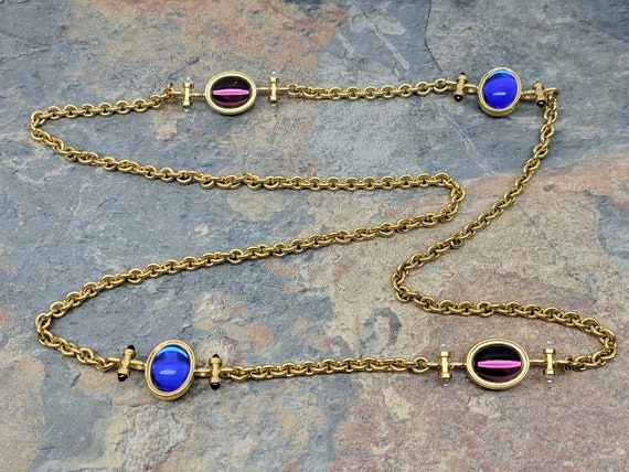 Vintage Monet Long Necklace, Monet Purple and Blu… - image 10