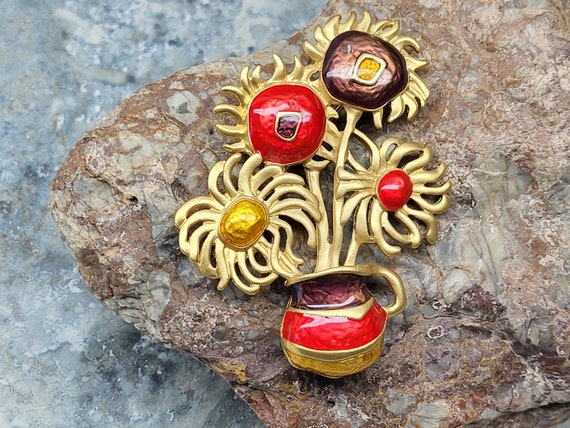 Avon ysl sunflower brooch Gem