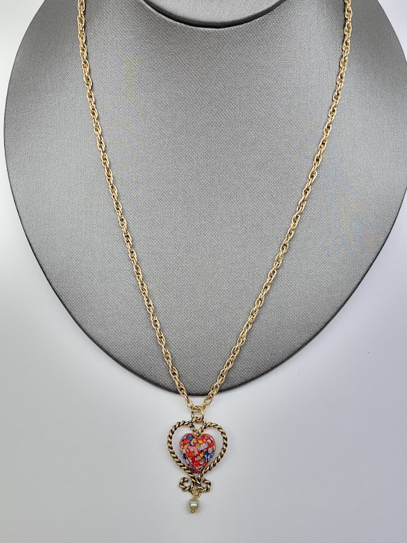 Vintage Sarah Coventry Millifore Heart Necklace, S