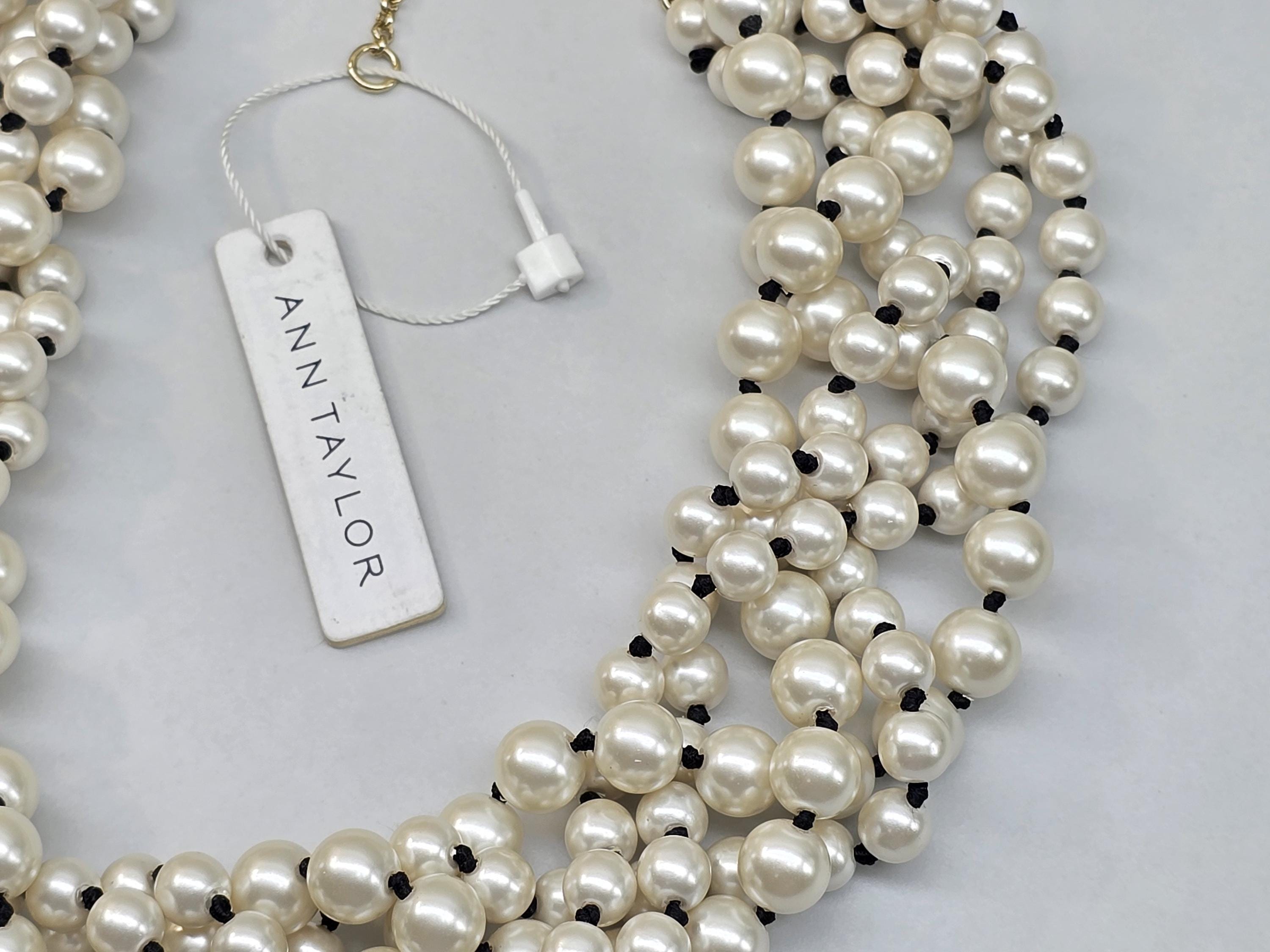 Collier De Perles Grises ANN TAYLOR - Longueur 16 Pouces (40 Cm) - Occasion - Perles De Culture