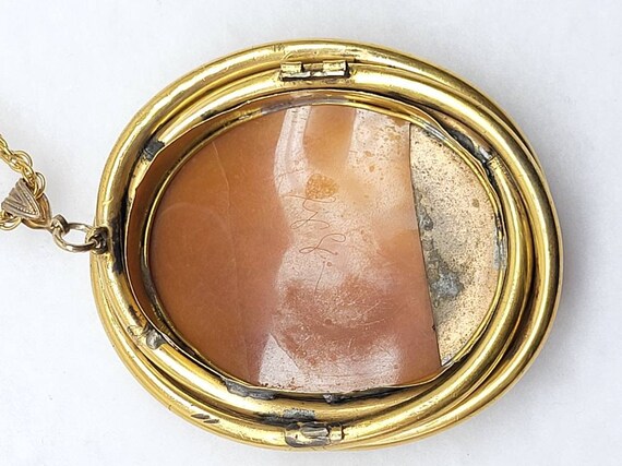 Antique Three Graces Cameo Pendant Necklace Gold … - image 8