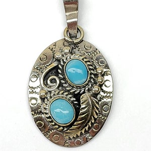 Vintage Sterling Silver and Turquoise Handcrafted Necklace Pendant Southwest Jewelry SS Mexico