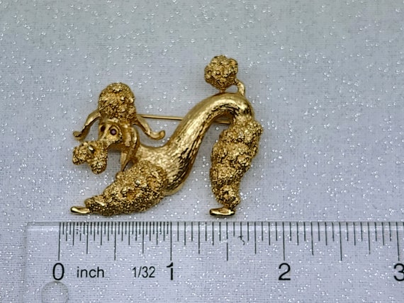 Vintage Monet Poodle Brooch, Gold Tone Poodle Pin… - image 9