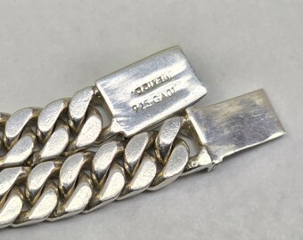 Vintage Silver Chain Bracelet, Mexico 925 GA01 Curb Chain Bracelet