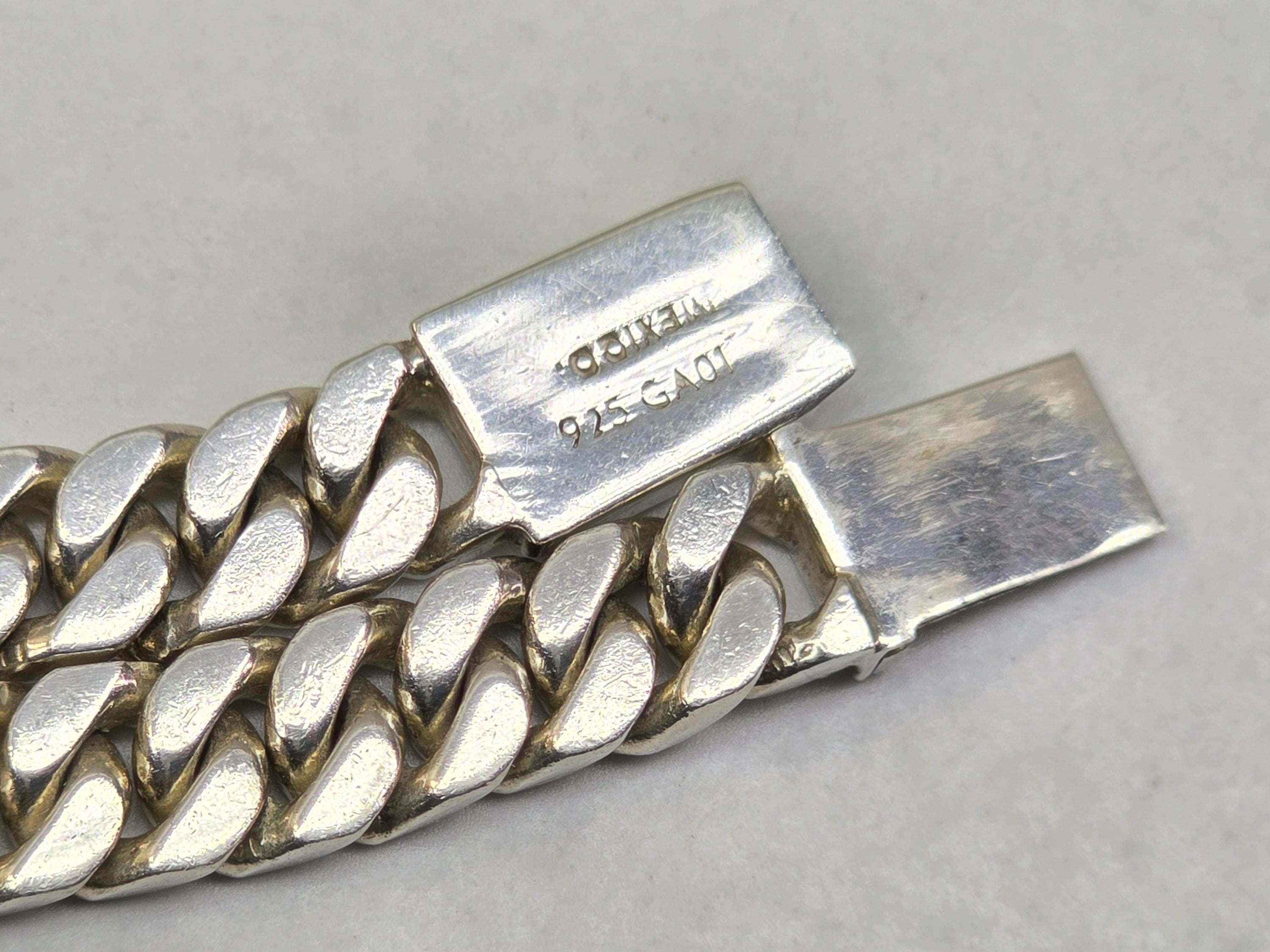 Vintage Silver Chain Bracelet, Mexico 925 GA01 Curb Chain