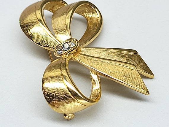 Vintage Avon Bow Brooch, Gold Tone Bow, Golden Bo… - image 6