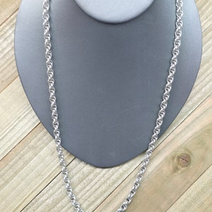 Vintage Monet Necklace, Monet Silver Tone Rope Chain Necklace, 24&quot; Silver Necklace, Vintage Monet Jewelry