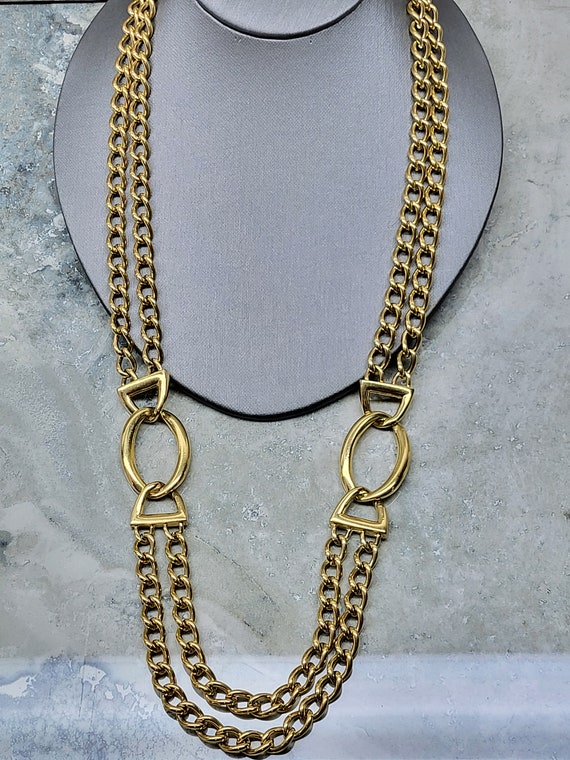 Vintage Napier Double Chain Necklace, Napier Gold… - image 9