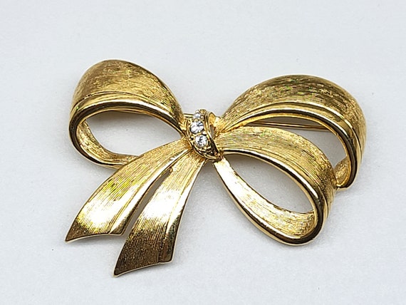 Vintage Avon Bow Brooch, Gold Tone Bow, Golden Bo… - image 4