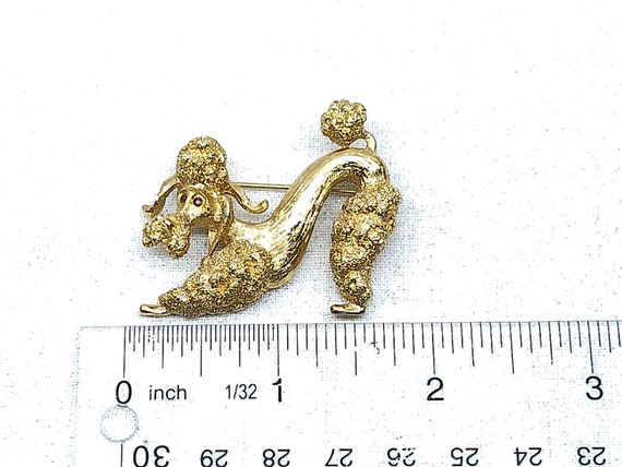 Vintage Monet Poodle Brooch, Gold Tone Poodle Pin… - image 8