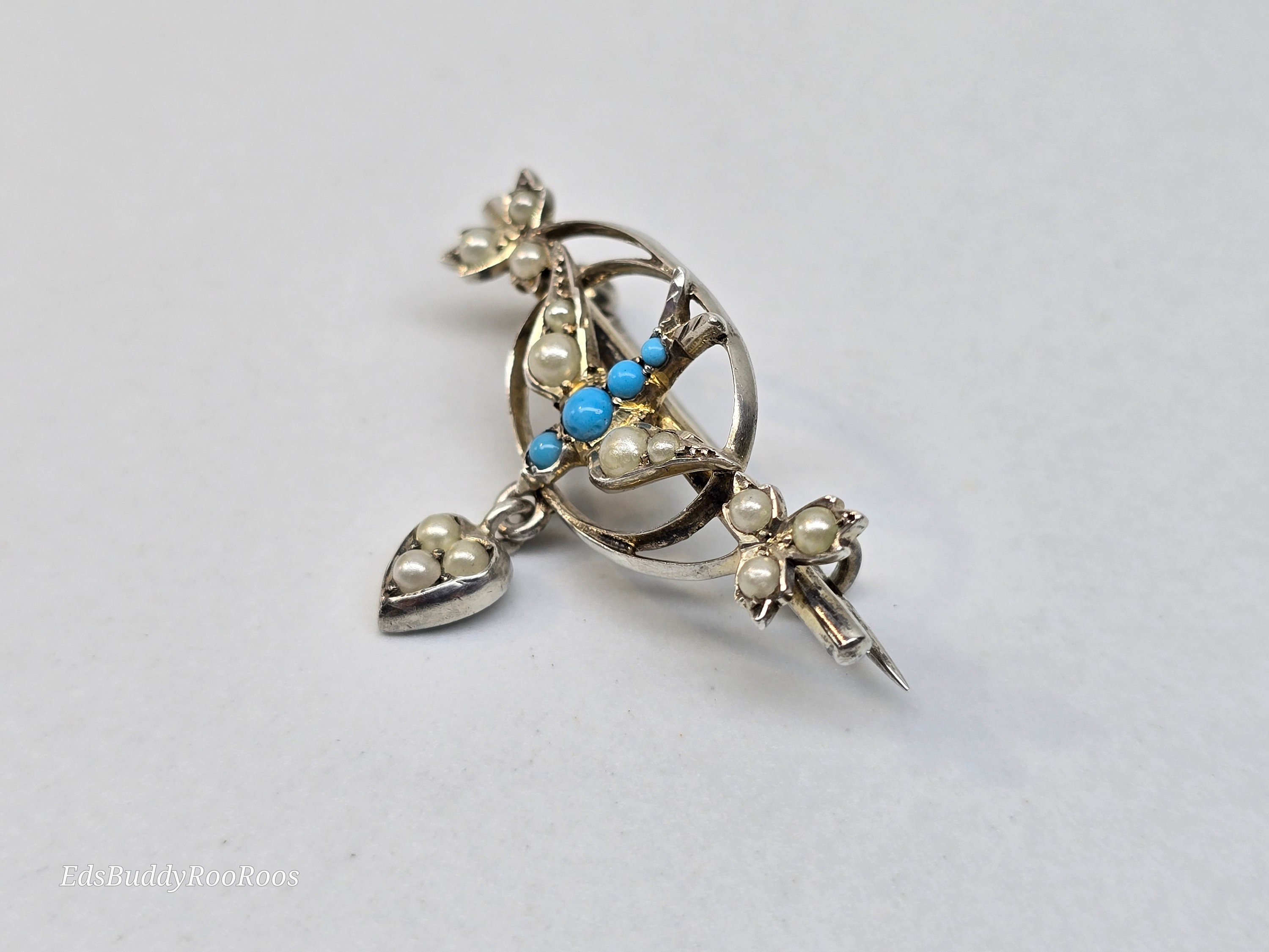 ANCIEN Broche argent massif Sterling Silver Brooch