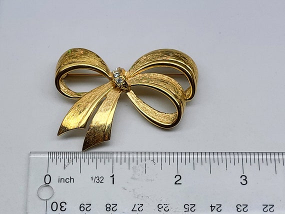 Vintage Avon Bow Brooch, Gold Tone Bow, Golden Bo… - image 8