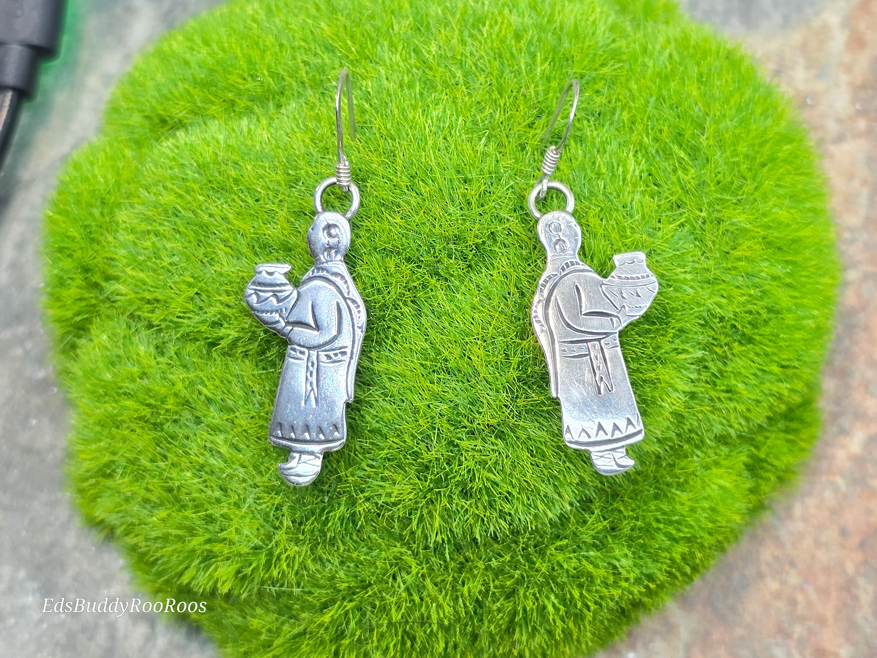 Vintage Navajo Earrings, Arthur J Williams Signed Earrings