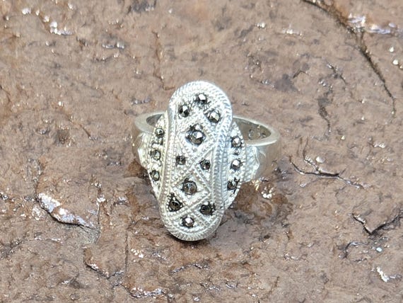 Vintage Sterling Silver and Marcasite Ring, Vintage CPI 925 Art Deco Silver Rings, CPI Ring, Vintage CPI Jewelry