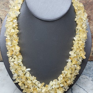 Vintage Citrine Splinter Chain Necklace, Natural Citrine Necklace, Semiprecious Necklace, STS Sterling Clasp, Vintage Yellow Necklace