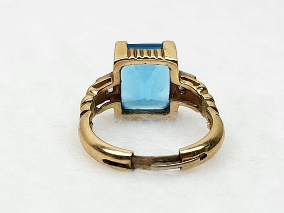 Antique 14k Gold Ring, Aquamarine and Diamond Rin… - image 6