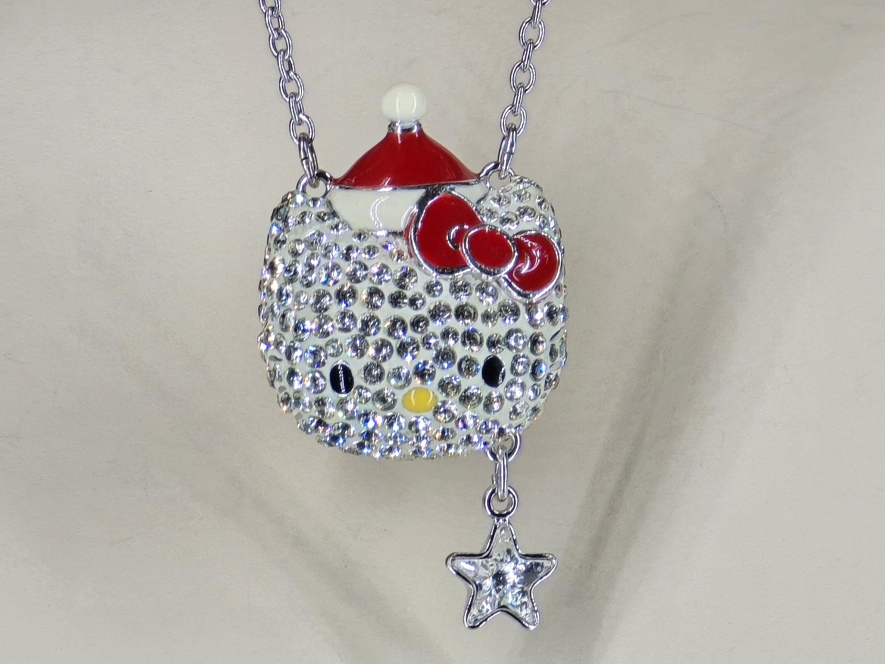 Swarovski Crystal Sanrio Hello Kitty Christmas Pendant Necklace