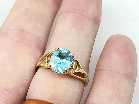 Vintage SJA 14K Gold Ring 3ct Natural Aquamarine … - image 8